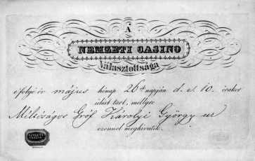 Krolyi Gyrgy nevre szl meghv a Nemzeti Kaszin vlasztmnyi lsre, 1832